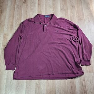 Polo Ralph Lauren Shirt Mens 3XB Big Pure Cotton Art Logo Maroon Red Knit